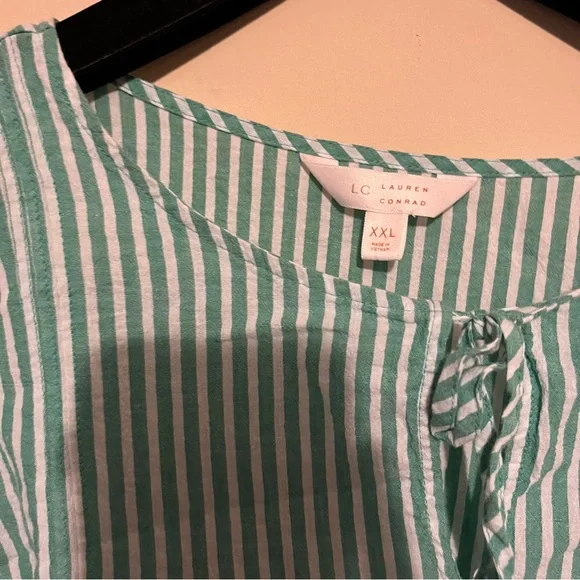 LC Lauren Conrad Plus Size Seersucker Flounce Blouse - Picture 5 of 11